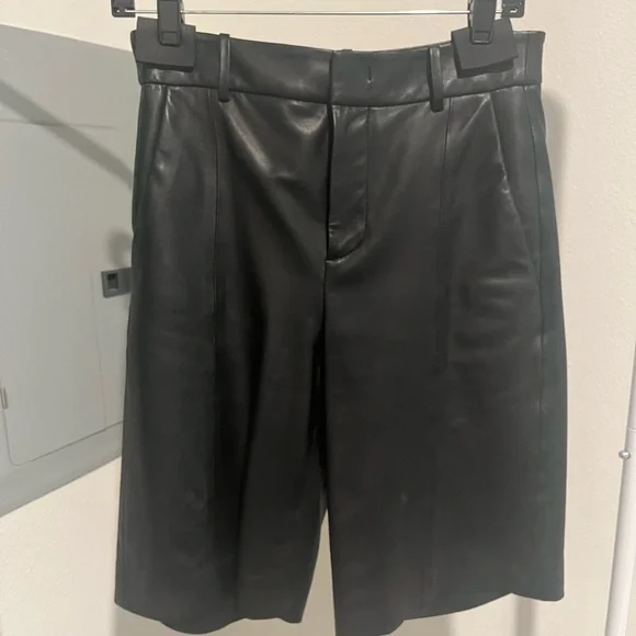 Vince leather above the knee shorts